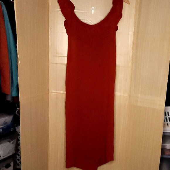 Asos Rusty Red Gauzy Sleeveless Wrap Maxi Dress 12 - Picture 2 of 7